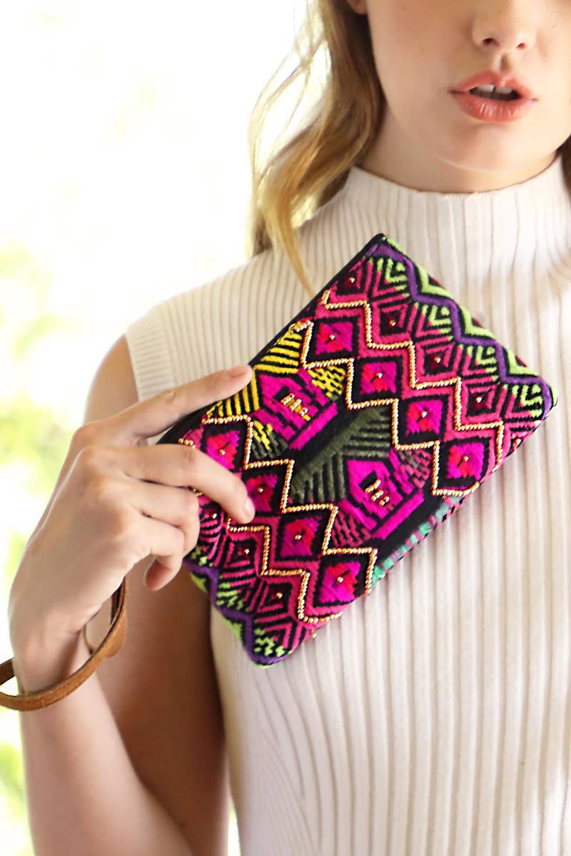 Handmade Vivid Ethnic Pattern Clutch: Marisol / OS