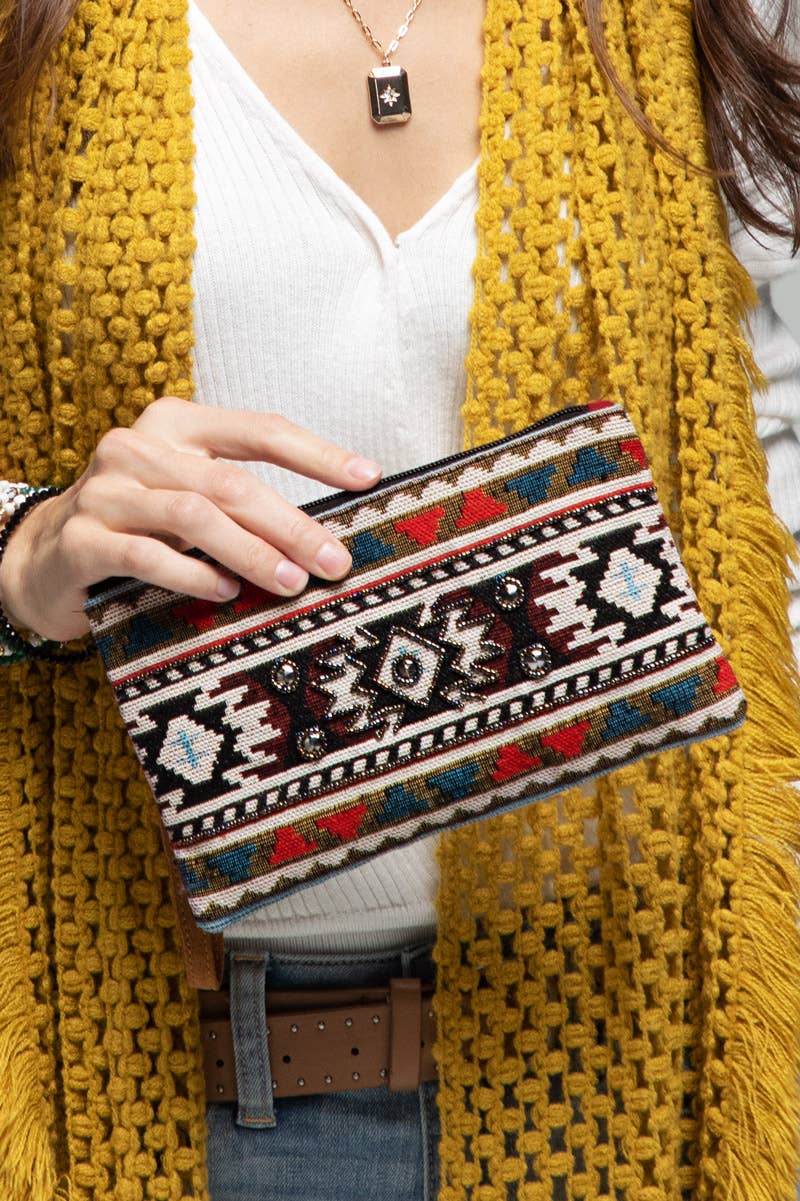 Handmade Ethnic Pattern Clutch: Evaan / OS