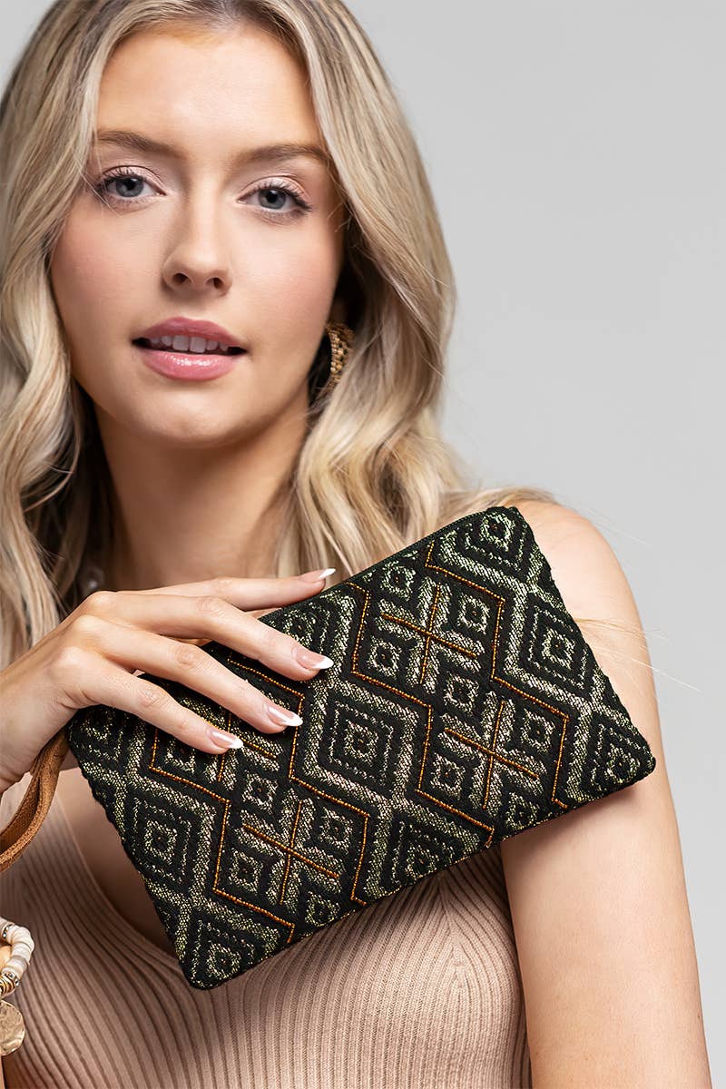 Handmade Luster Ethnic Pattern Clutch: Luster / OS