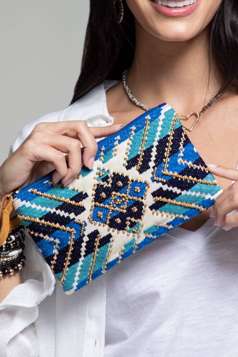 Handmade Ethnic Pattern Clutch: Quinn / OS